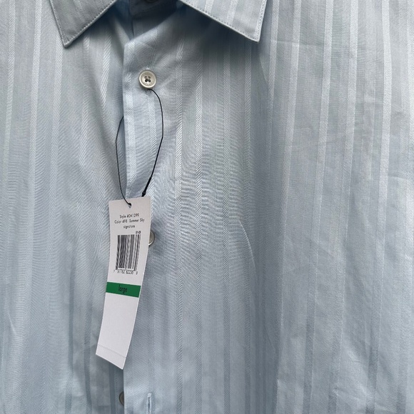 Calvin Klein  Men's Long Sleeve Cotton Light Blue Striped Size L. Shirt. NEW. - Picture 5 of 13